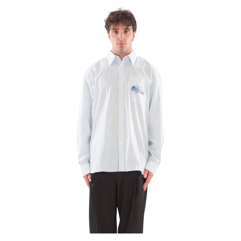 Lacoste Gestreept Croc Badge Shirt Gray Heren