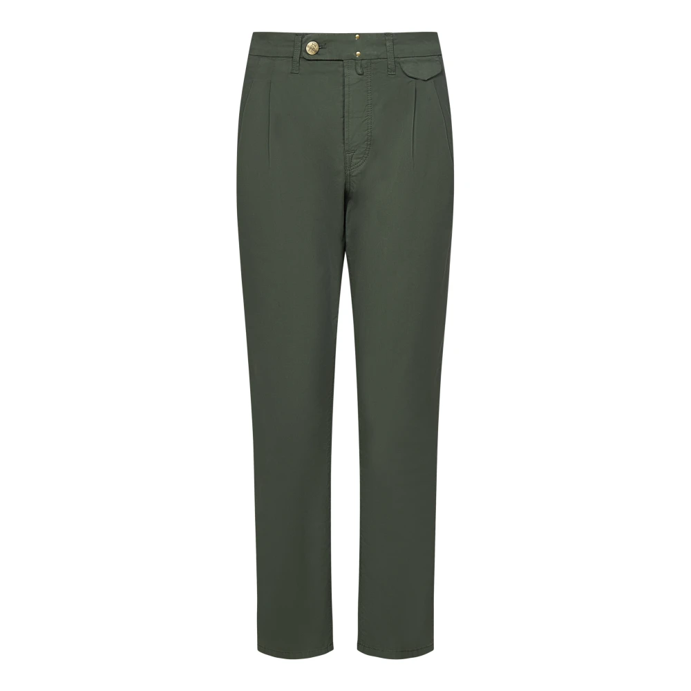 Incotex Men's Green Chinos With Concealed Closure - Chinos - W35 - Trousers