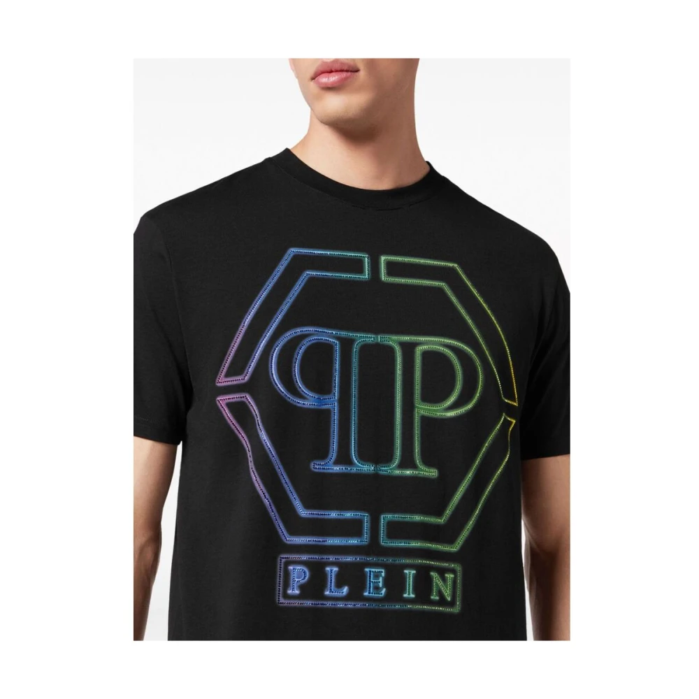 Philipp Plein Hexagon Logo Rhinestone T-Shirt Black Heren