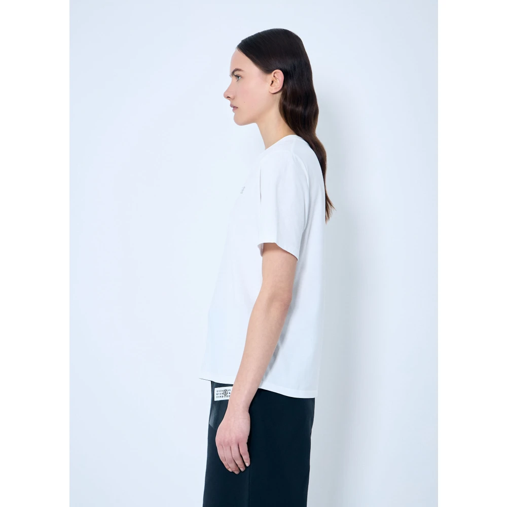 MM6 Maison Margiela Logo Patch Crewneck T-shirt White Dames