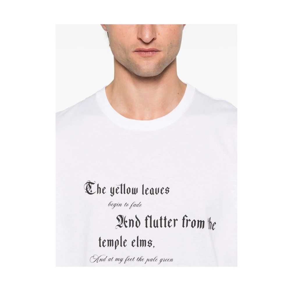 alexander mcqueen Wit Logo Geborduurde Crew Neck T-shirt White Heren