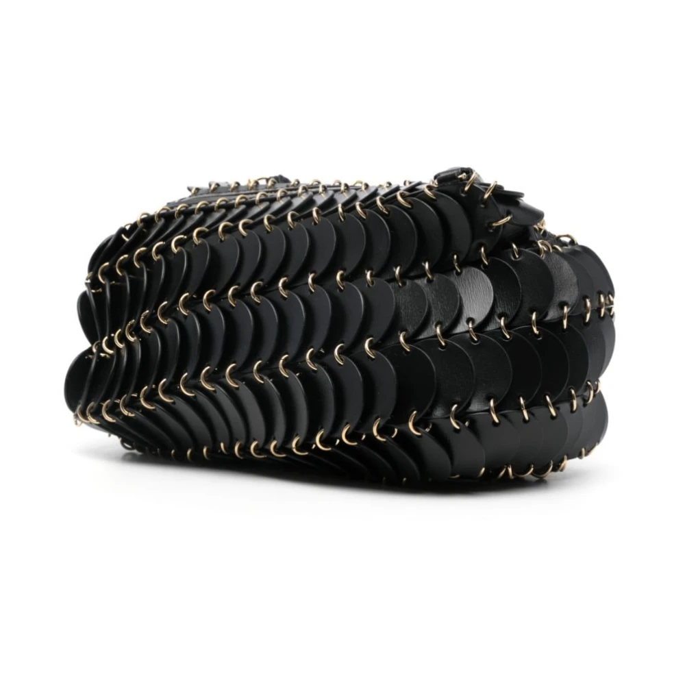 Paco Rabanne Zwarte leren schoudertas Disco design Black Dames