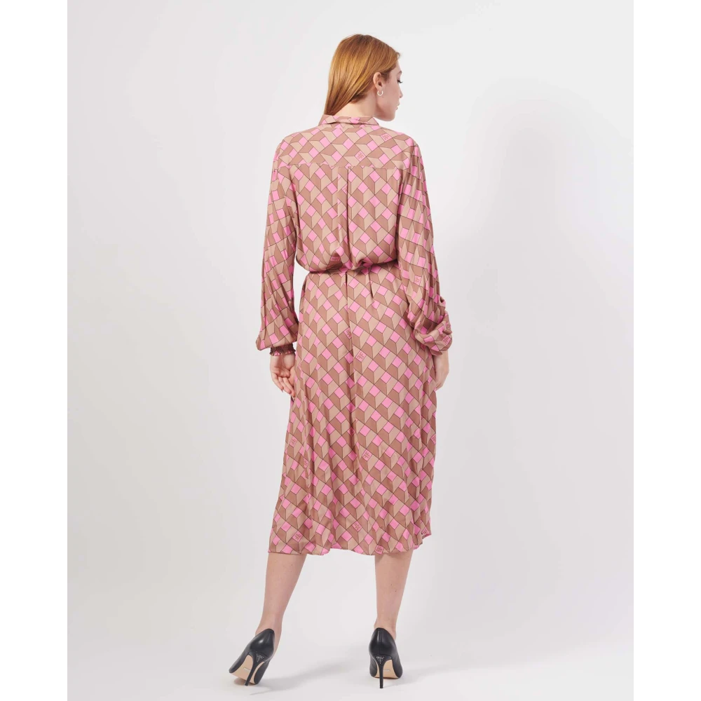 Fracomina Lange jurk met all-over print Pink Dames
