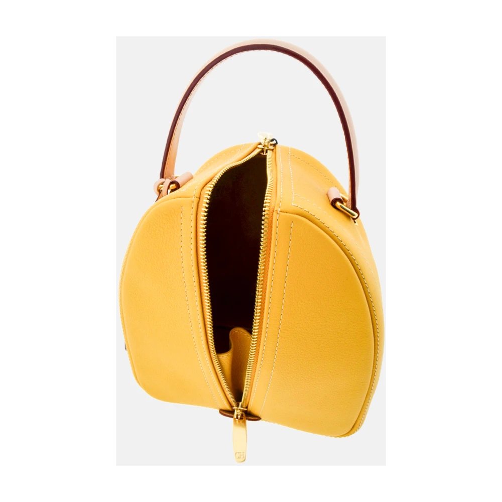 Carolina Herrera Vergrendelde Mimosa Leren Tas Yellow Dames