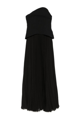 black-layered-asymmetric-pleated-dress