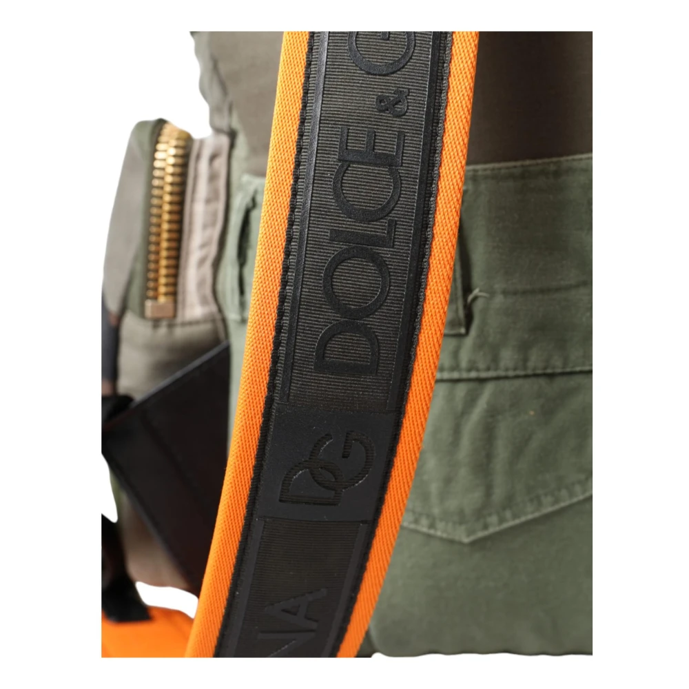 Dolce & Gabbana Militair Groene Patchwork Rugzak met Leren Details Green Heren