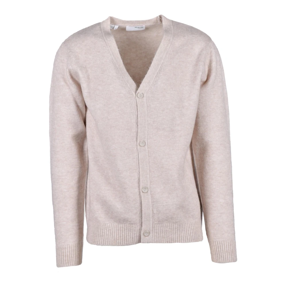 Selected Homme Mjuk Stickad Kofta med Alpacka Blandning Beige, Herr