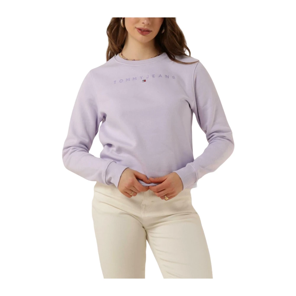 Tommy Jeans Lila Linear Crew Neck Sweater Purple Dames