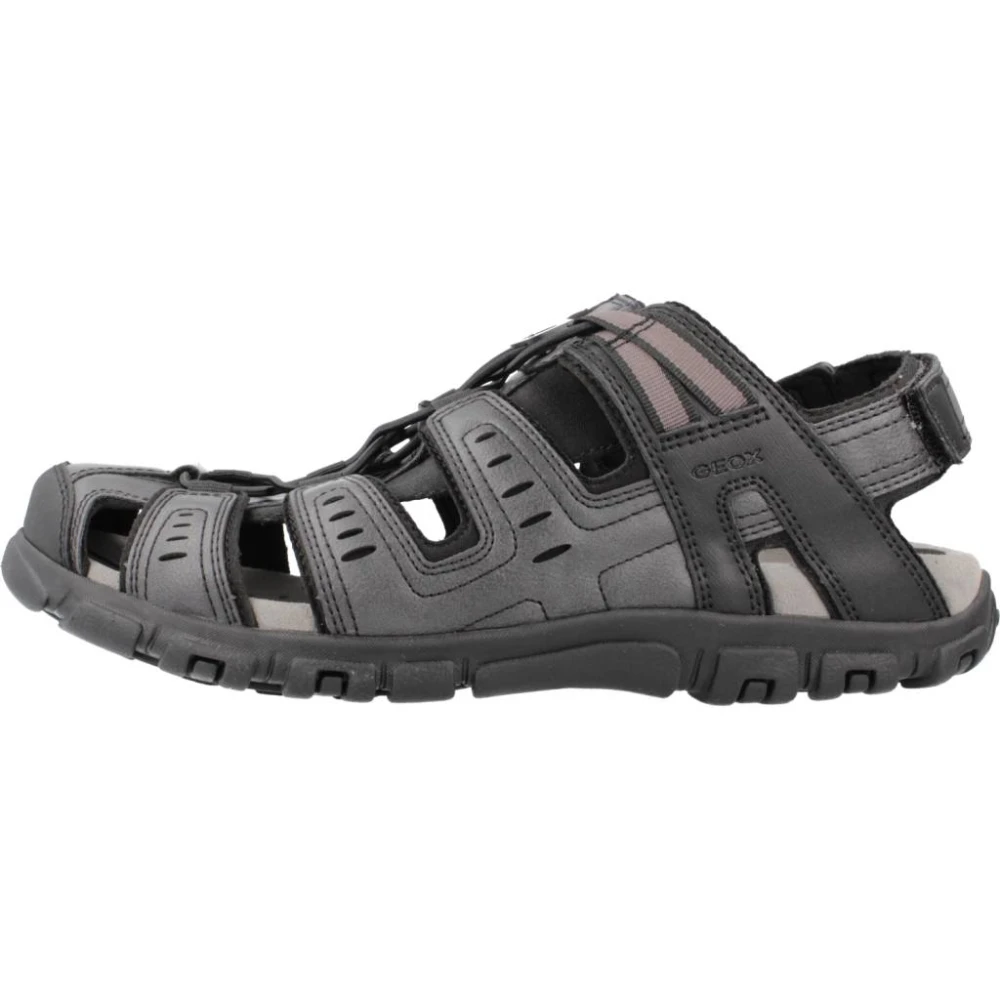 Geox Mannelijk Zwart Schoenen Heren, 42 Eu, Heren Platte Sandalen Voor Casual Gelegenheden