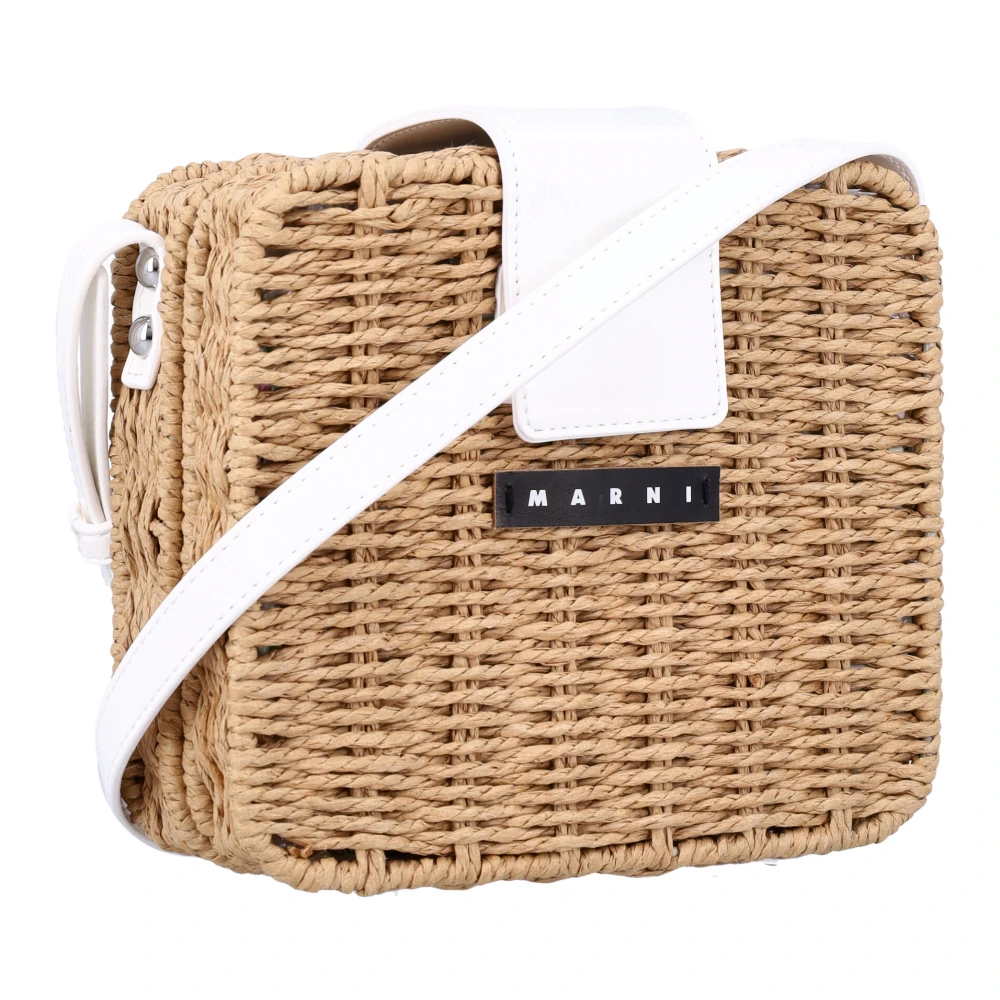 Marni Raffia Picknick Crossbody Tas Beige Dames