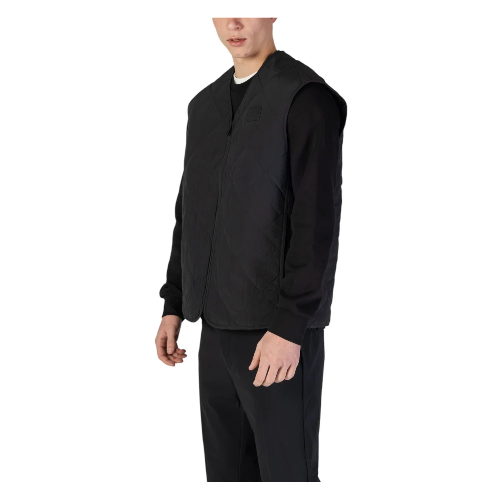 Calvin Klein Jeans Zwarte V-hals Mouwloze Gilet met Rits Black Heren