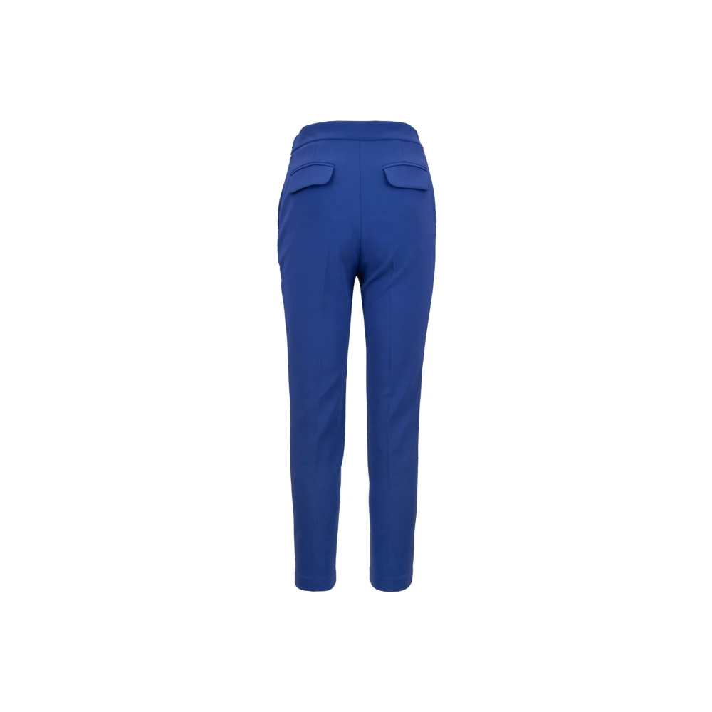 Elisabetta Franchi Gouden Metalen Detail Rits Haak Broek Blue Dames