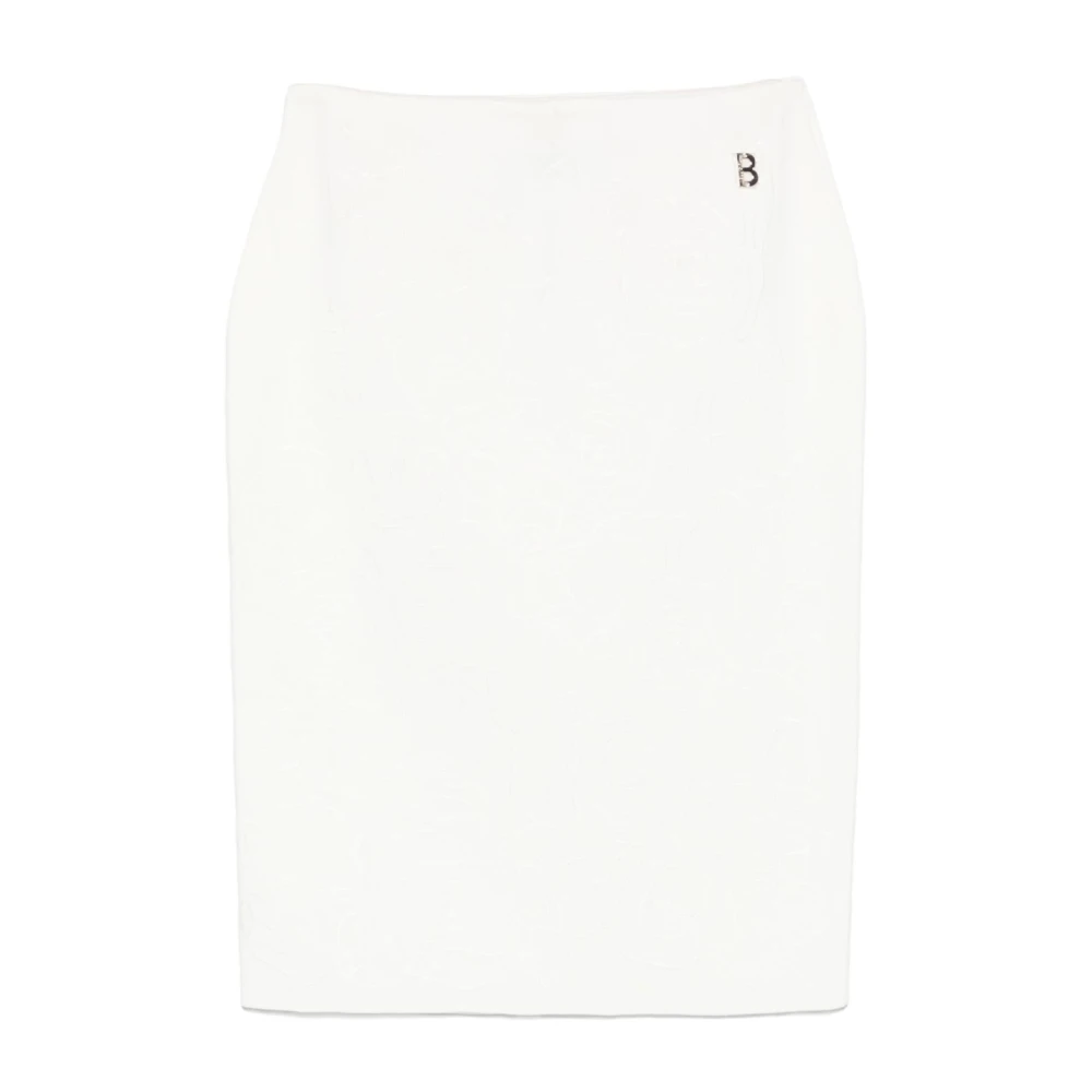 Blugirl Witte Gebreide Rok Goud Logo White Dames