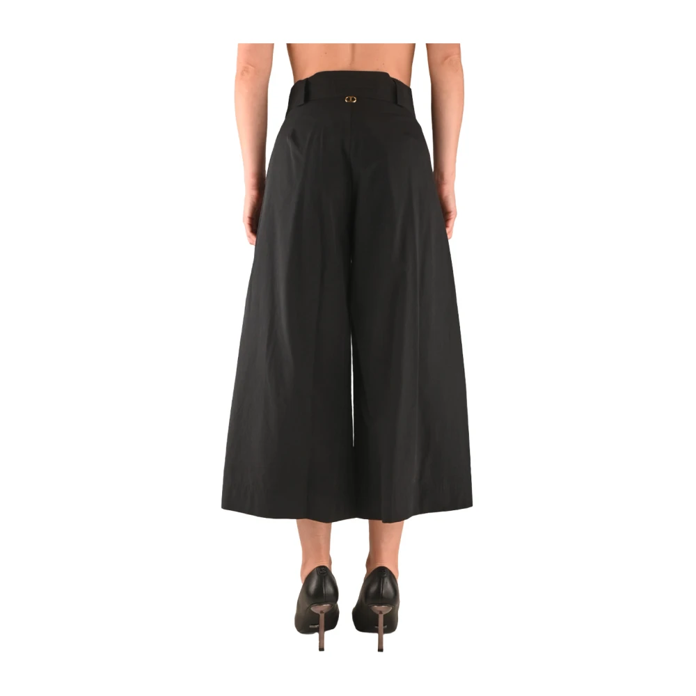 Twinset Katoenen Palazzo Broek met Plooien Black Dames