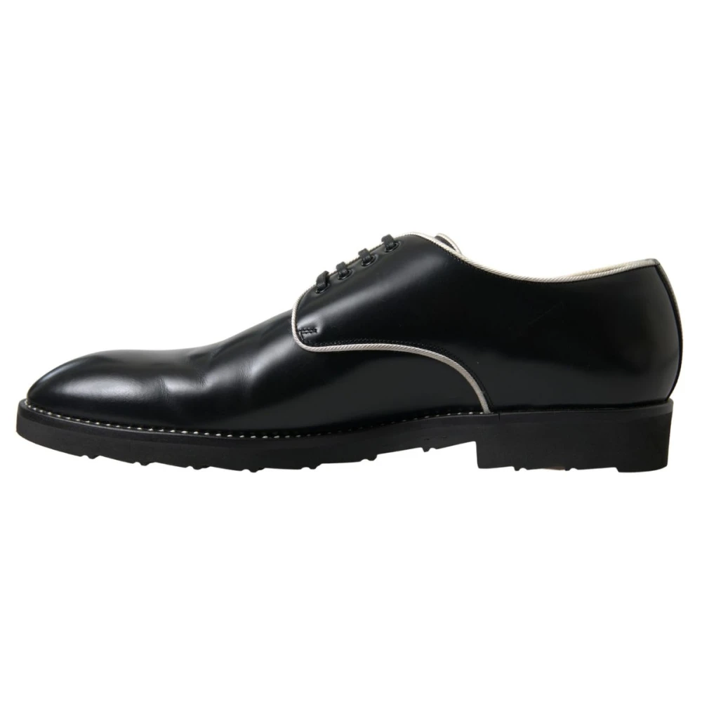 Dolce & Gabbana Zwart Wit Leren Formele Schoenen Black Heren