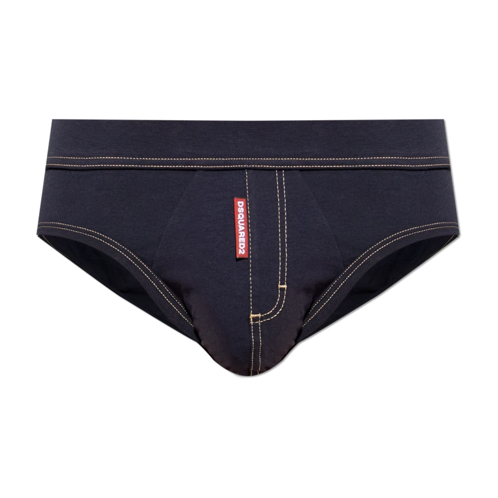 Dsquared2 Uomo Blu - Slip In Cotone Con Logo - Underwear - L