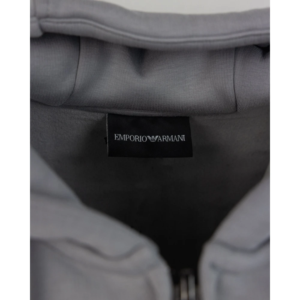 Emporio Armani Grijze Hoodie Met Rits Trui Gray Heren