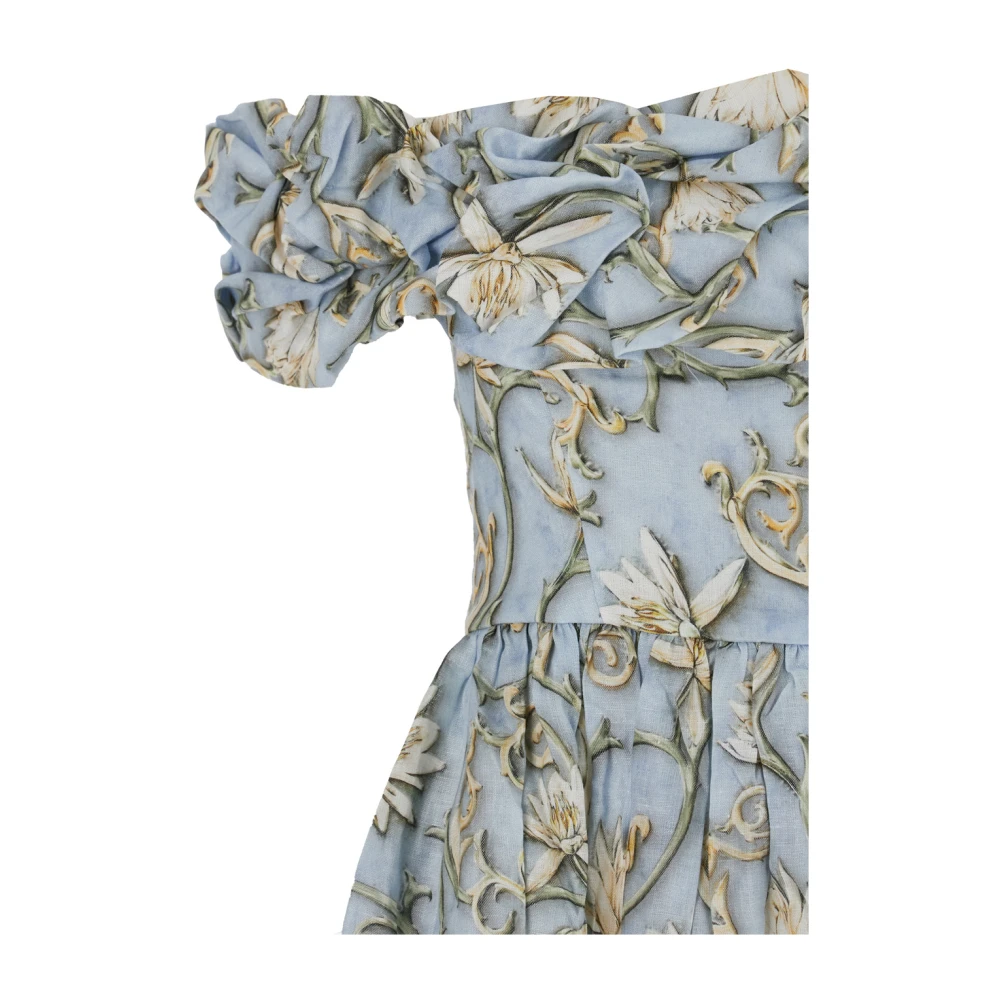 Agua by Agua Bendita Blauwe Bloemen Linnen Lange Jurk Blue Dames
