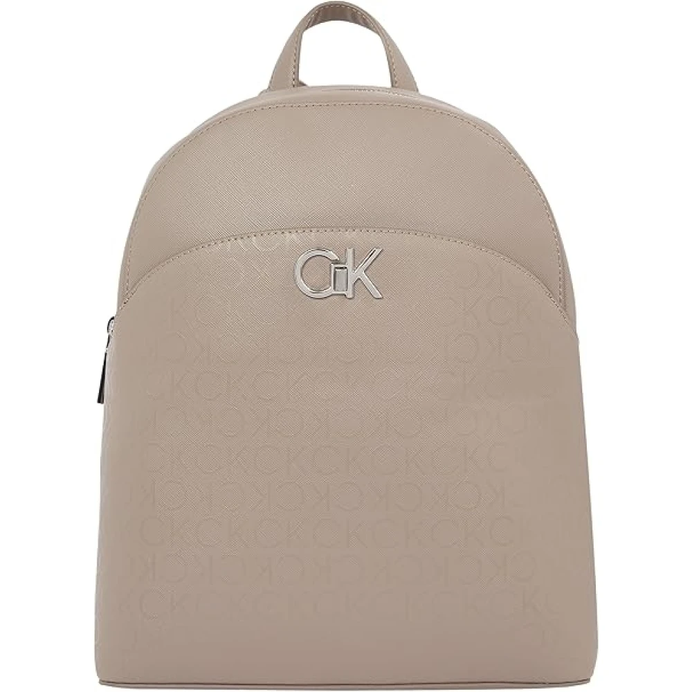 Calvin Klein Men's Beige Logo Round Backpack - Backpacks - One Size - Bags