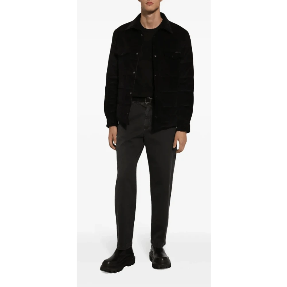 Dolce & Gabbana Zwarte Corduroy Overhemd Jas Black Heren