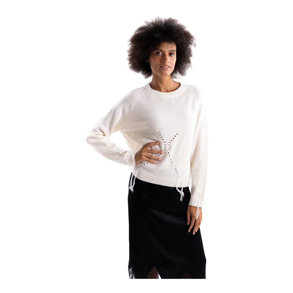 Pinko Round-Neck Knitwear - Female - Round-Neck Knitwear - White - Xs - Knitwear