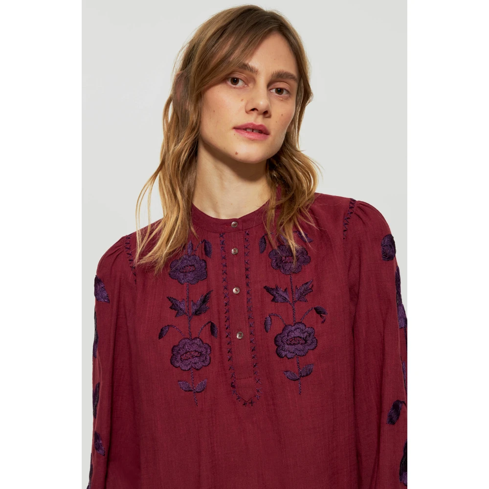 Antik batik Isla geborduurde blouse Red Dames