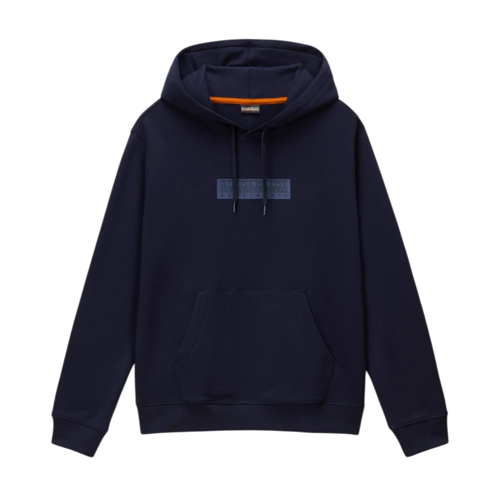 Napapijri Men's Blue Hoodies, L, Box Logo Hoodie
