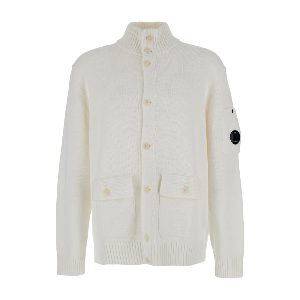 C.P. Company Witte Cardigan met Hoge Hals White Heren