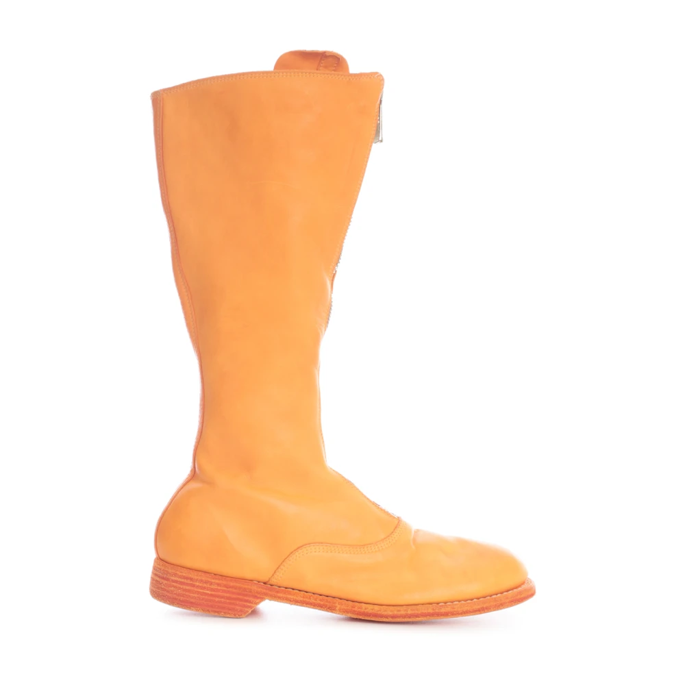 Guidi Front Zip Army Stövlar Sole Läder Orange, Dam