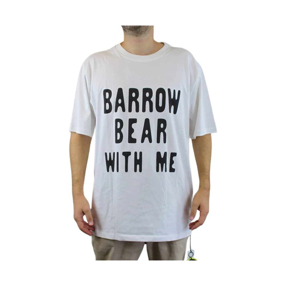 Barrow Witte T-shirt met korte mouwen en letters White Heren