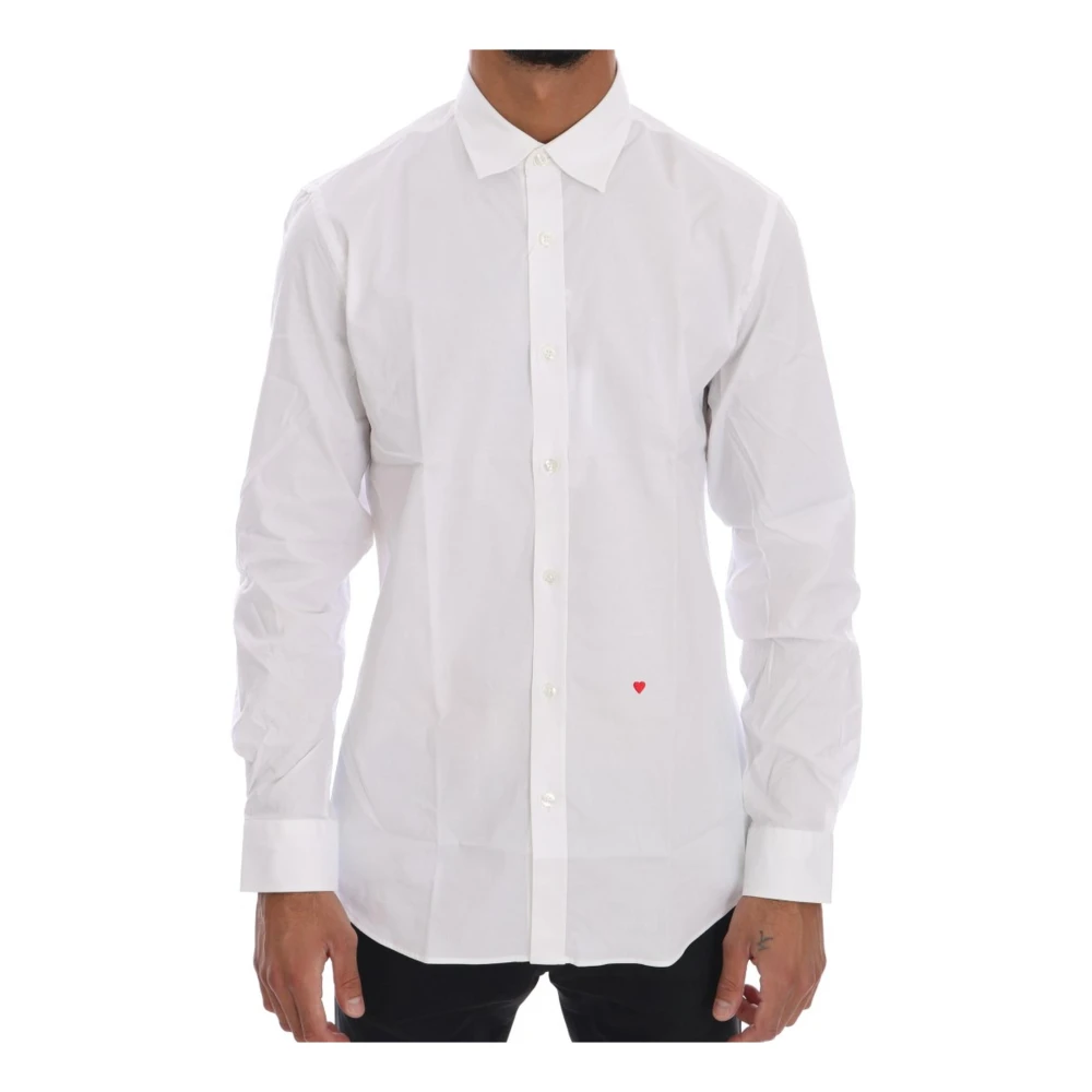 Moschino Slim Fit Overhemd met Geborduurd Hartlogo White Heren