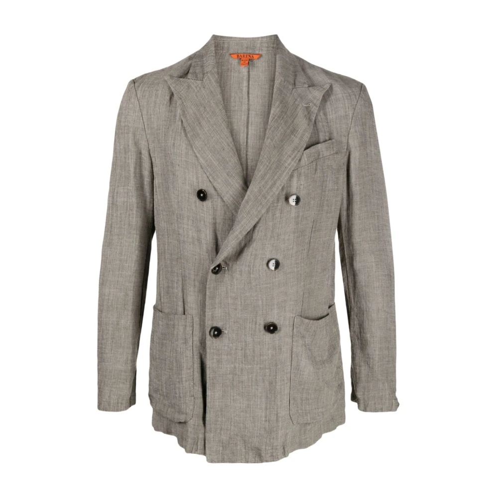 Barena Venezia Dubbelrijige ongevoerde jas met peak revers Gray Heren