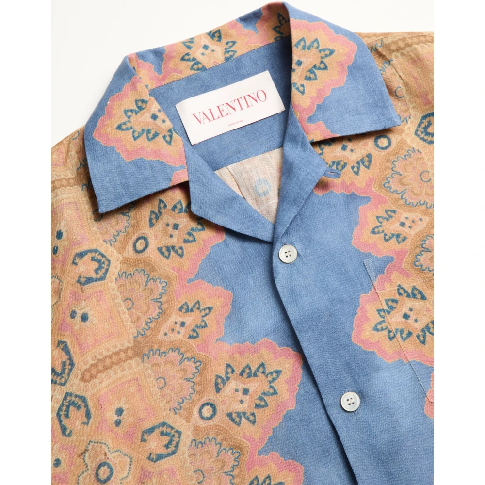 Valentino Imaginary Voyage Linnen Bowling Shirt Multicolor Heren