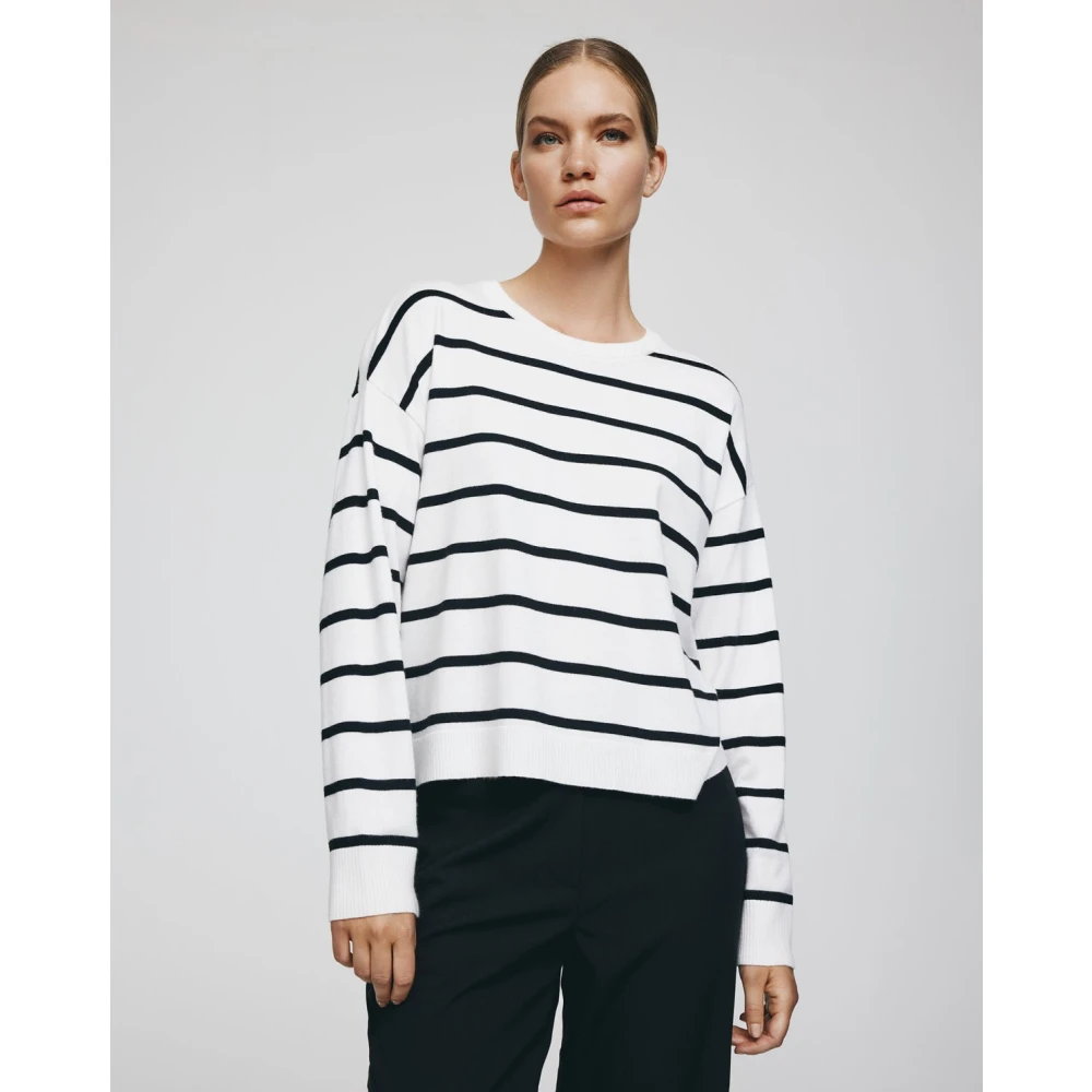 moss copenhagen Gestreepte Pullover Trui Zwart White Dames
