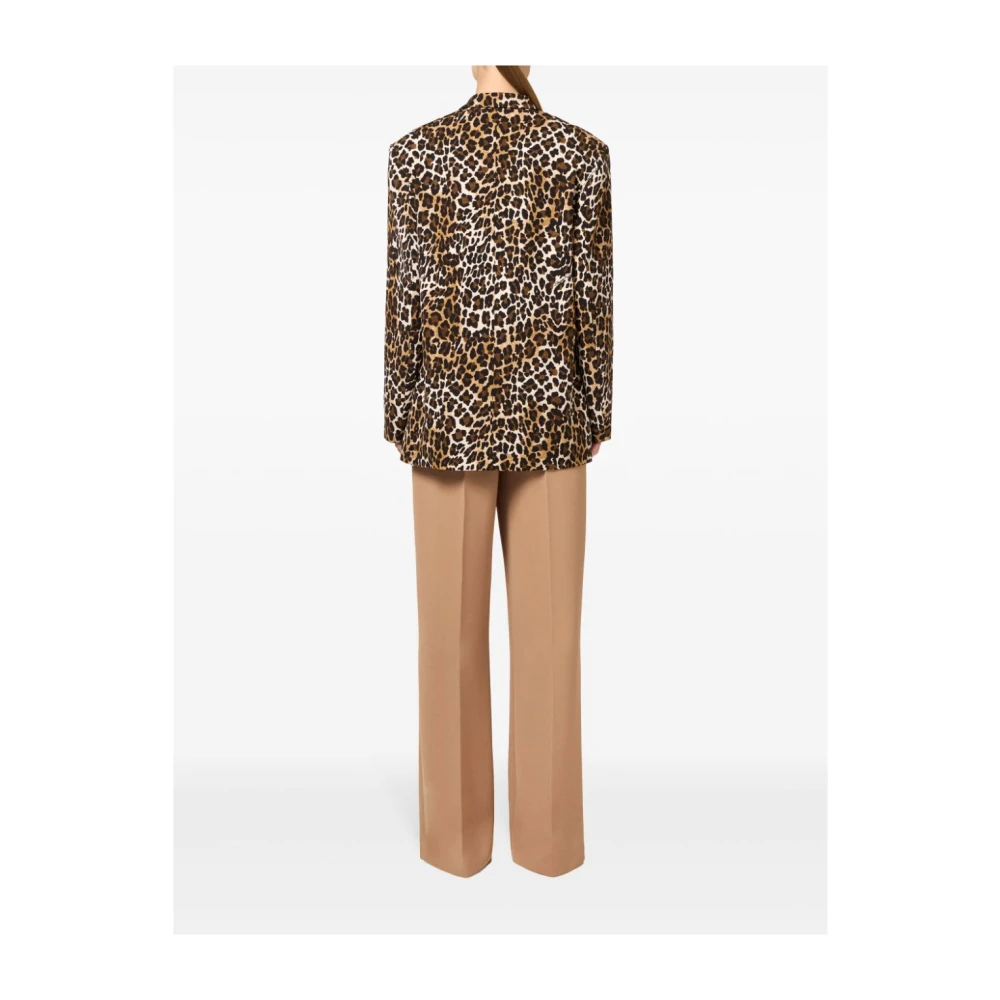 Elisabetta Franchi Dierenprint double-breasted jas met brede revers Brown Dames