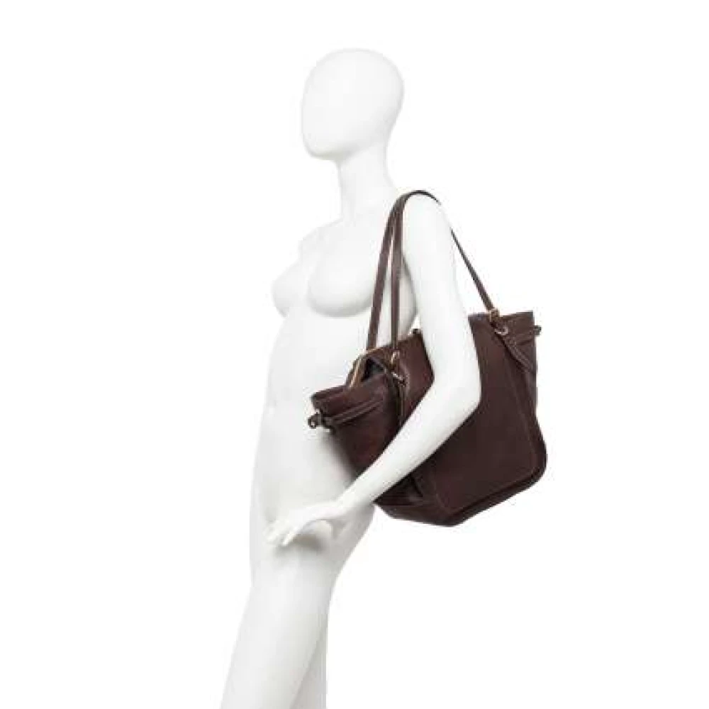 Gianni Chiarini Sportieve leren handtas met contraststiksels Brown Dames