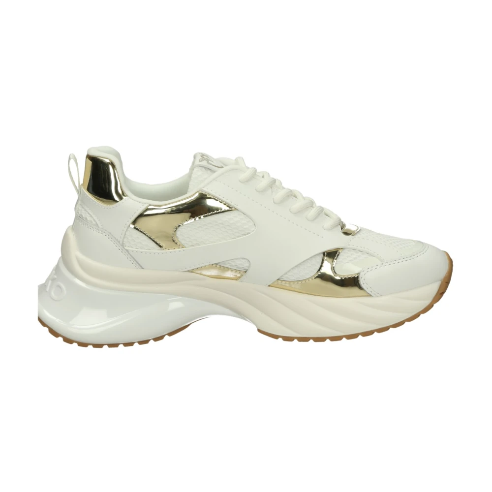 Pinko , Sneakers, Female, White, 3 Uk, Mesh And Leather Low-Top Trainers