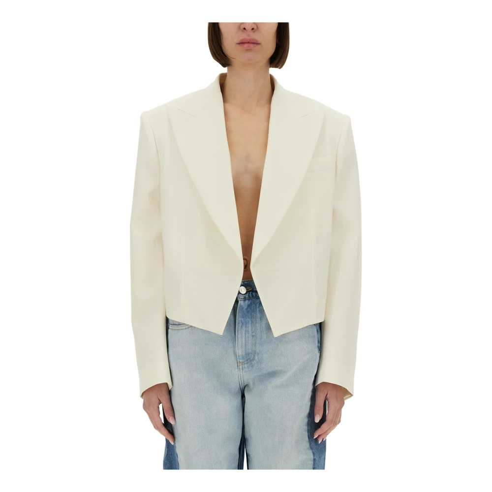 Stella Mccartney White Cropped Blazer - Female - Blazers - M - Jackets