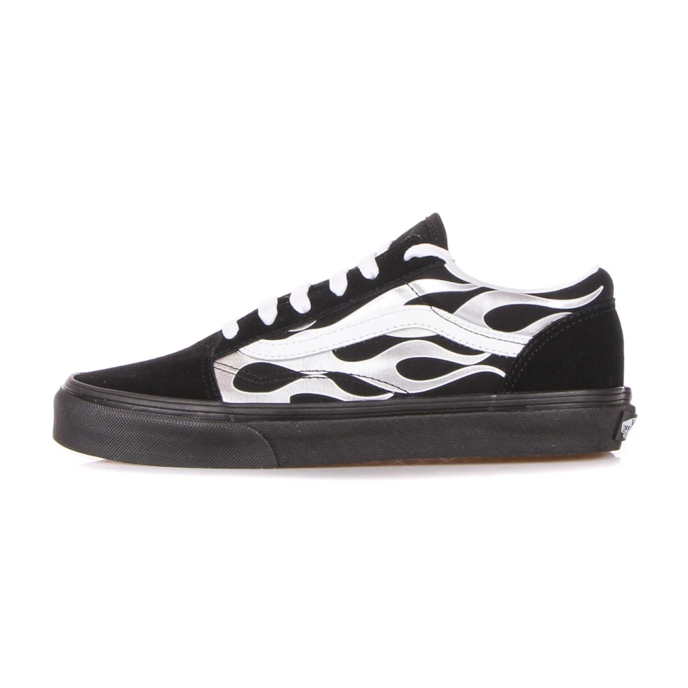 Vans Boys Black Kids Sneakers, 38 Eu, Metallic Flame Low Trainers /Silver