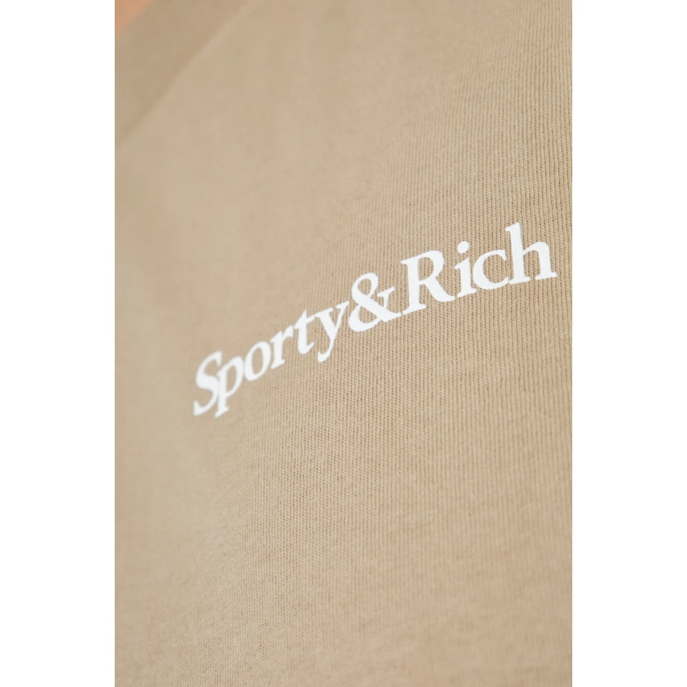 Sporty & Rich Katoenen T-shirt Beige Unisex