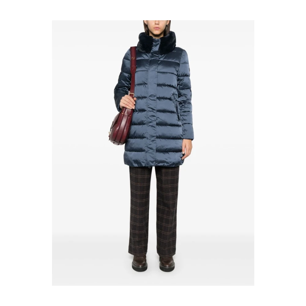Save The Duck Blauwe Lange Pufferjas Vrouwen Blue Dames
