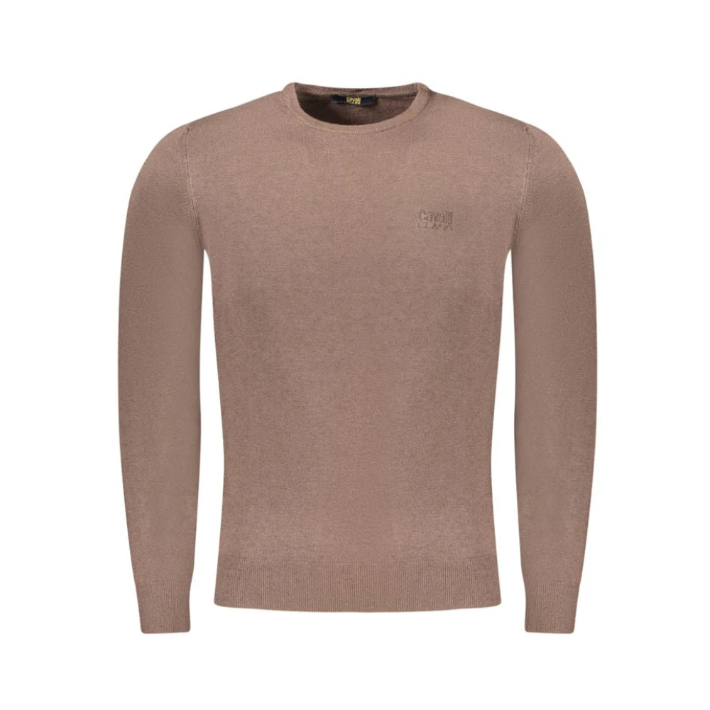 Cavalli Class Men's Brown Viscose Jumper - Round-Neck Knitwear - M - Knitwear