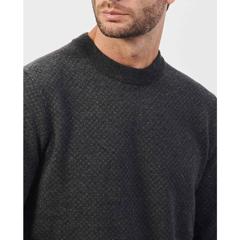 Hugo Boss Zwarte Jacquard Trui Regular Fit Black Heren