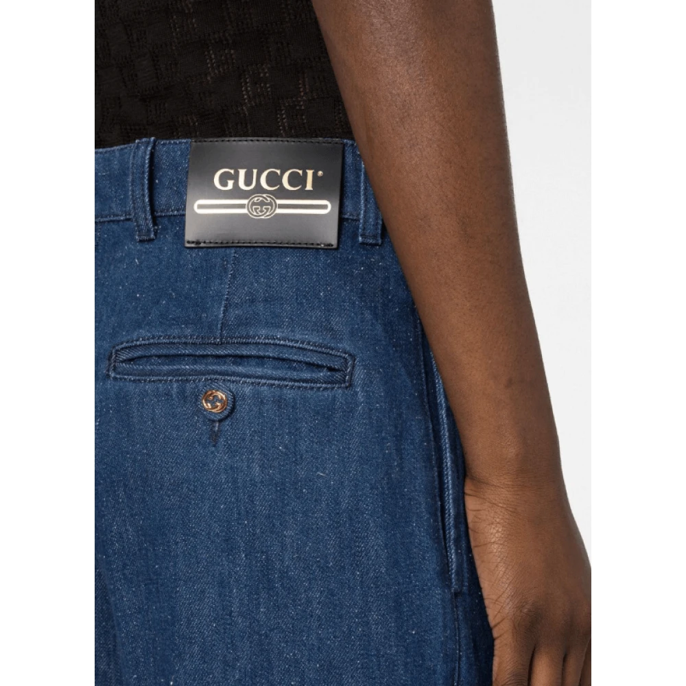 Gucci High-Waist Wide-Leg Jeans Blue Dames