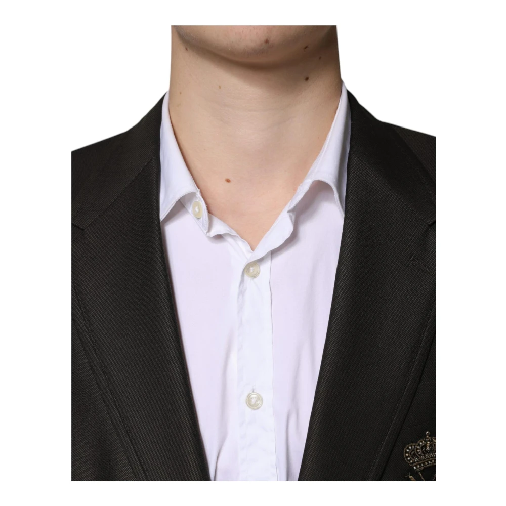Dolce & Gabbana Zwarte Wol Slim Fit Blazer Black Heren