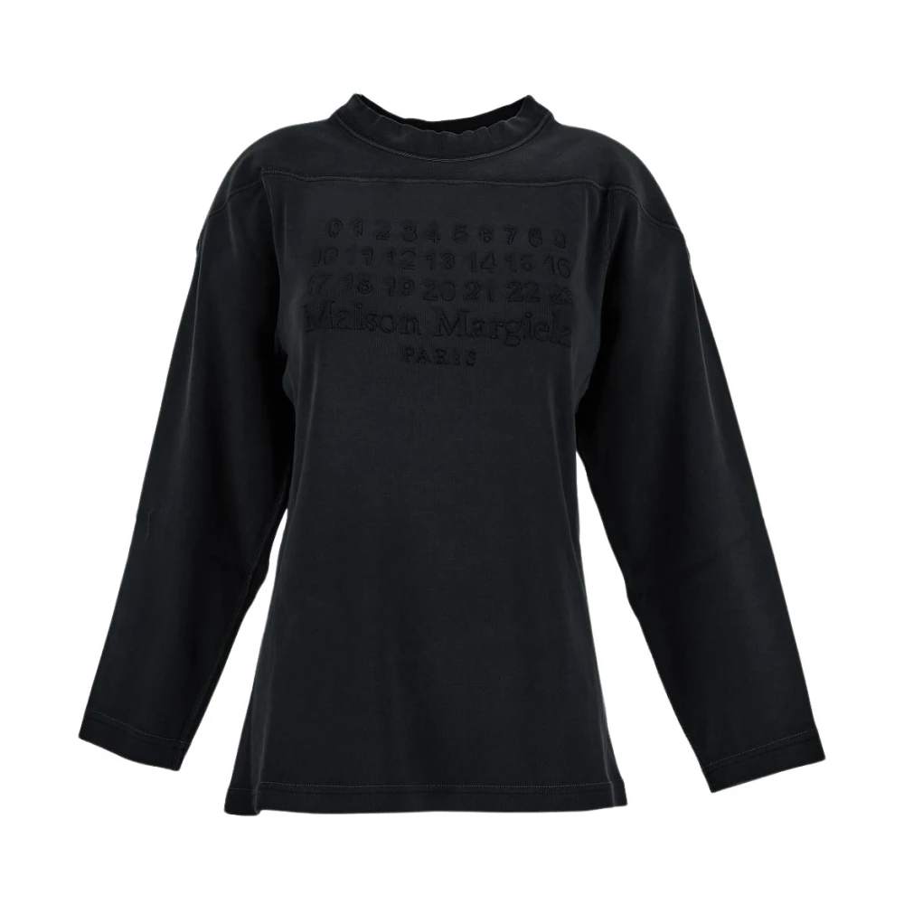 Maison Margiela Logo-geborduurde sweatshirt Black Dames