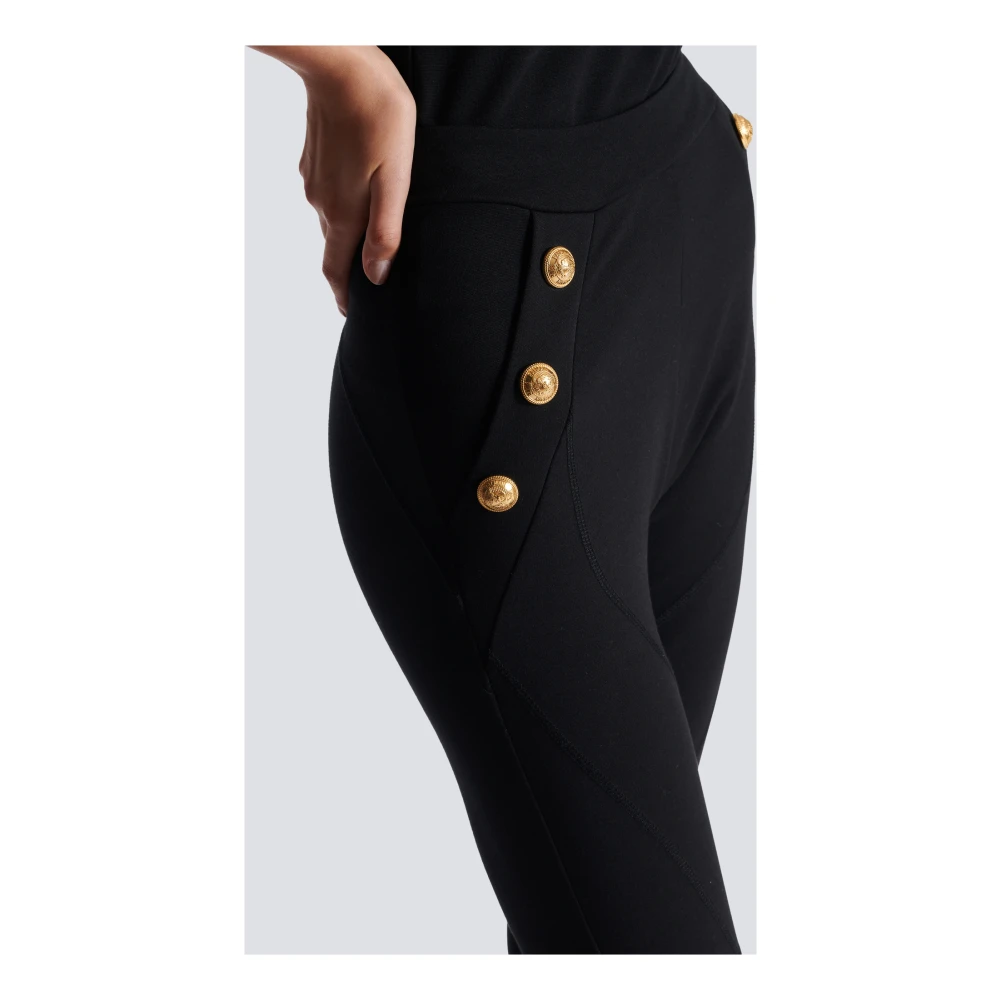 Balmain Gebreide leggings met 6 knopen Black Dames