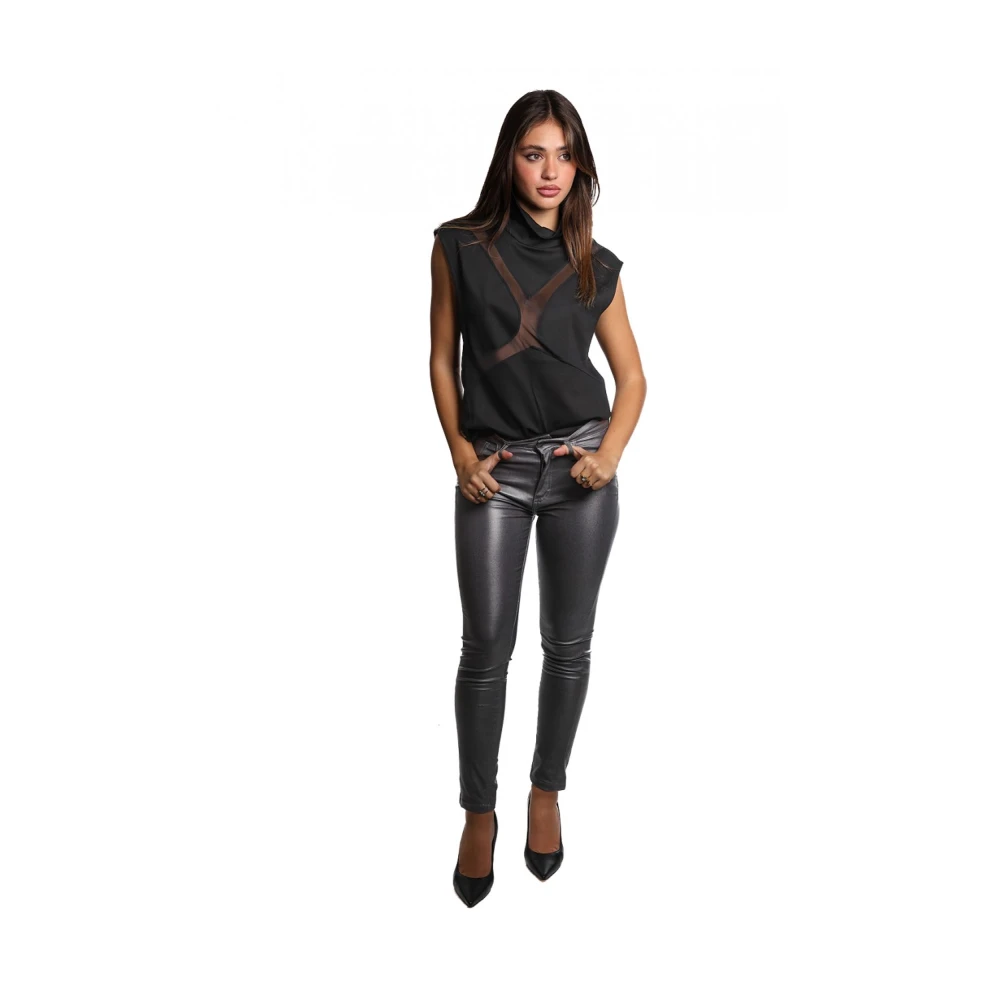 Jijil Zwarte coltrui met transparant detail Black Dames