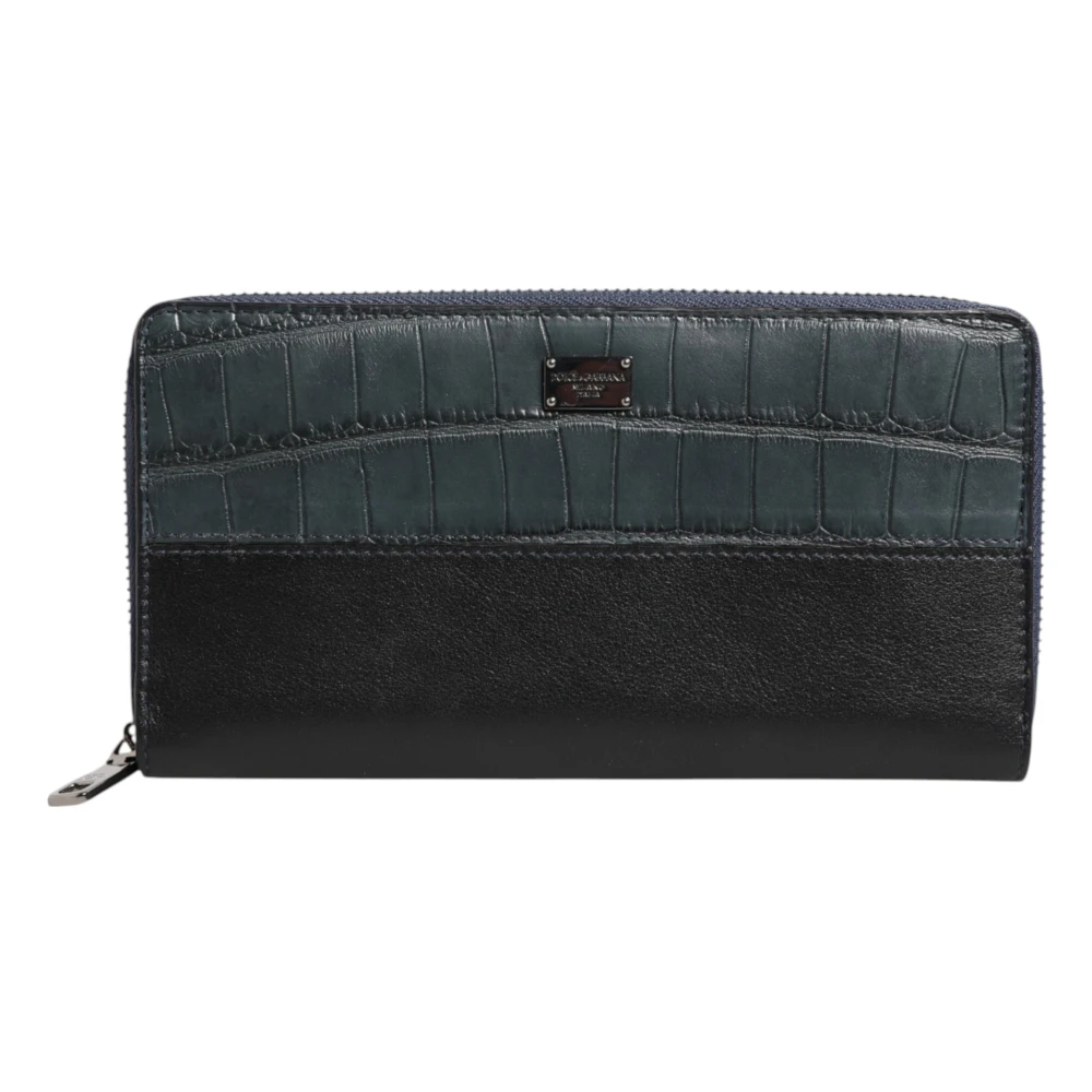 Dolce & Gabbana Men's Black Exotic Leather Continental Clutch Wallet