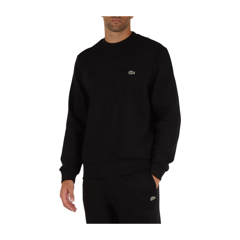 Lacoste Klassieke Fit Crewneck Sweatshirt met Voorlogo Patch Black Heren